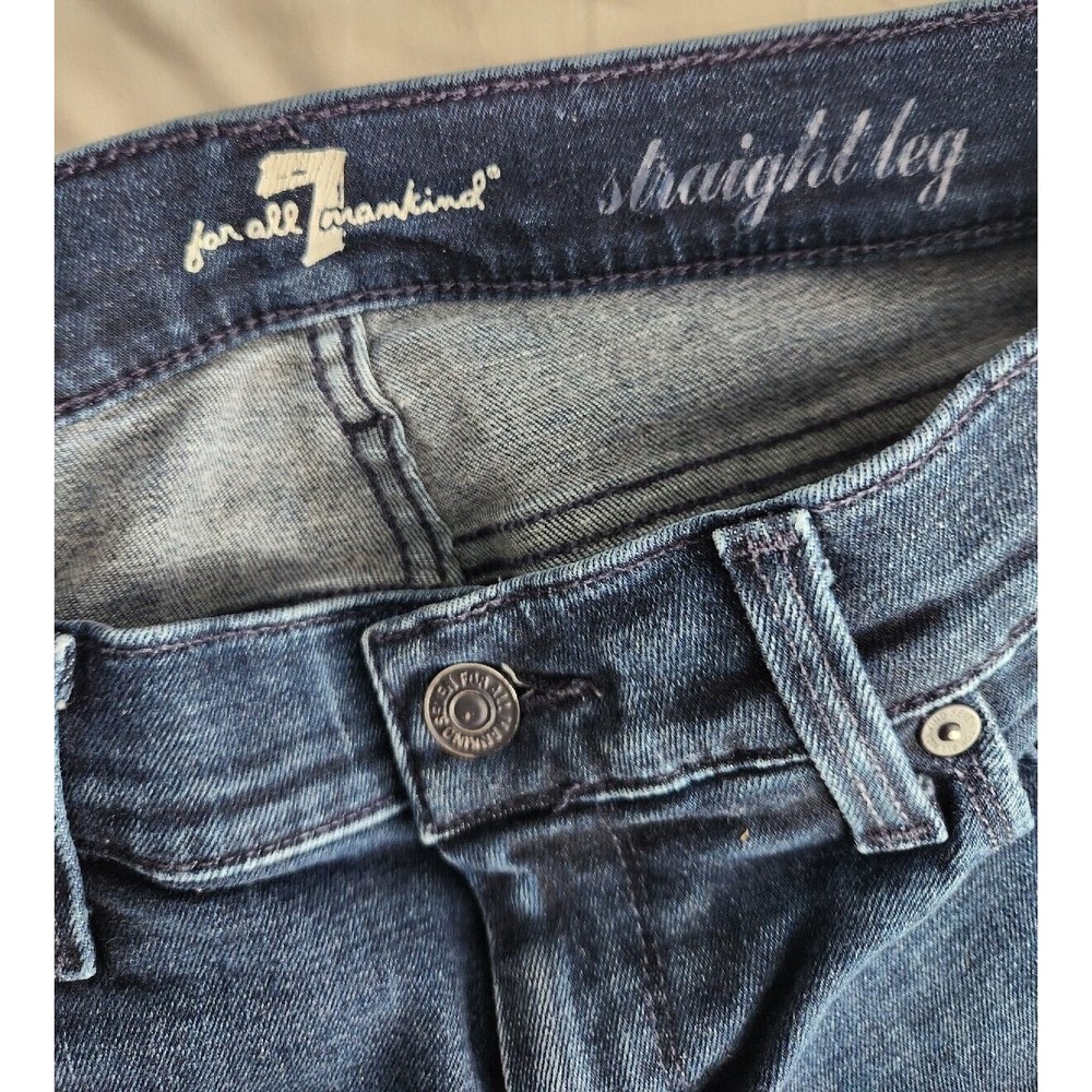 7 for all mankind Jeans dark was cuffed bottom straight leg size 28 - Picture 8 of 9